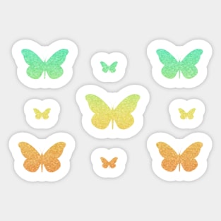 Teal Orange Ombre Faux Glitter Butterflies Sticker